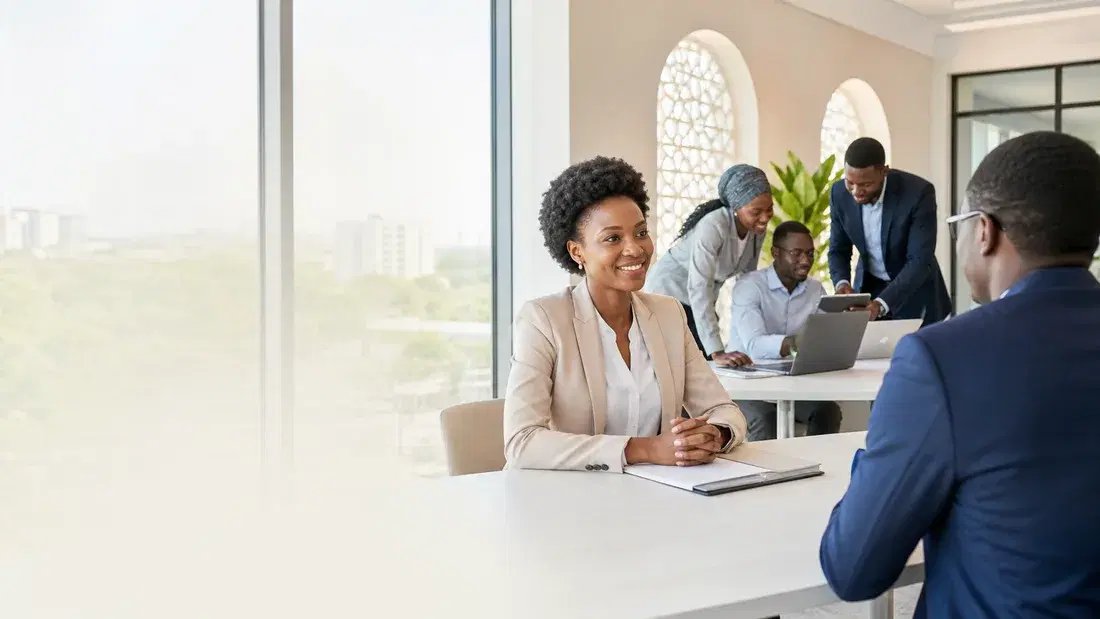 Talentsa brand illustration: a candidate meets a recruiter.